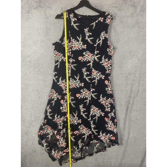 Alfani Woman Dress Womens 16W Black Floral Embroidered Sleeveless Mesh Asym Hem - Picture 9 of 12